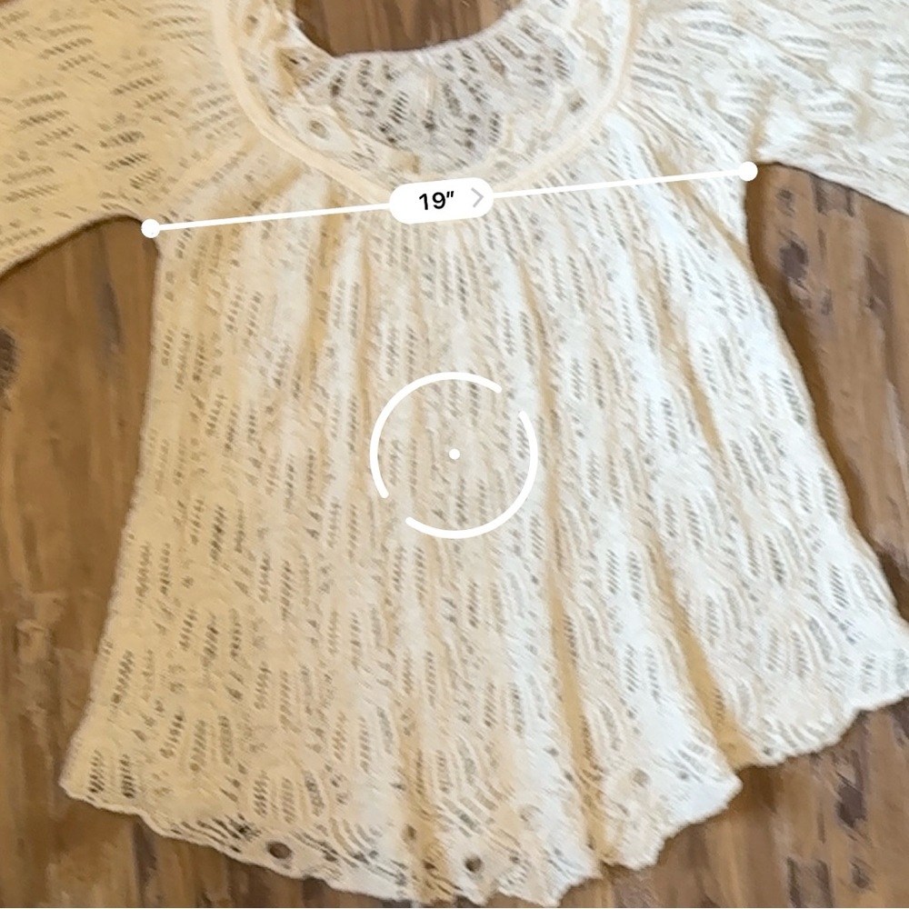 Free People Cream Beige Crochet knitted Lace Wool Alpaca Blend Sweater Blouse - Picture 8 of 9